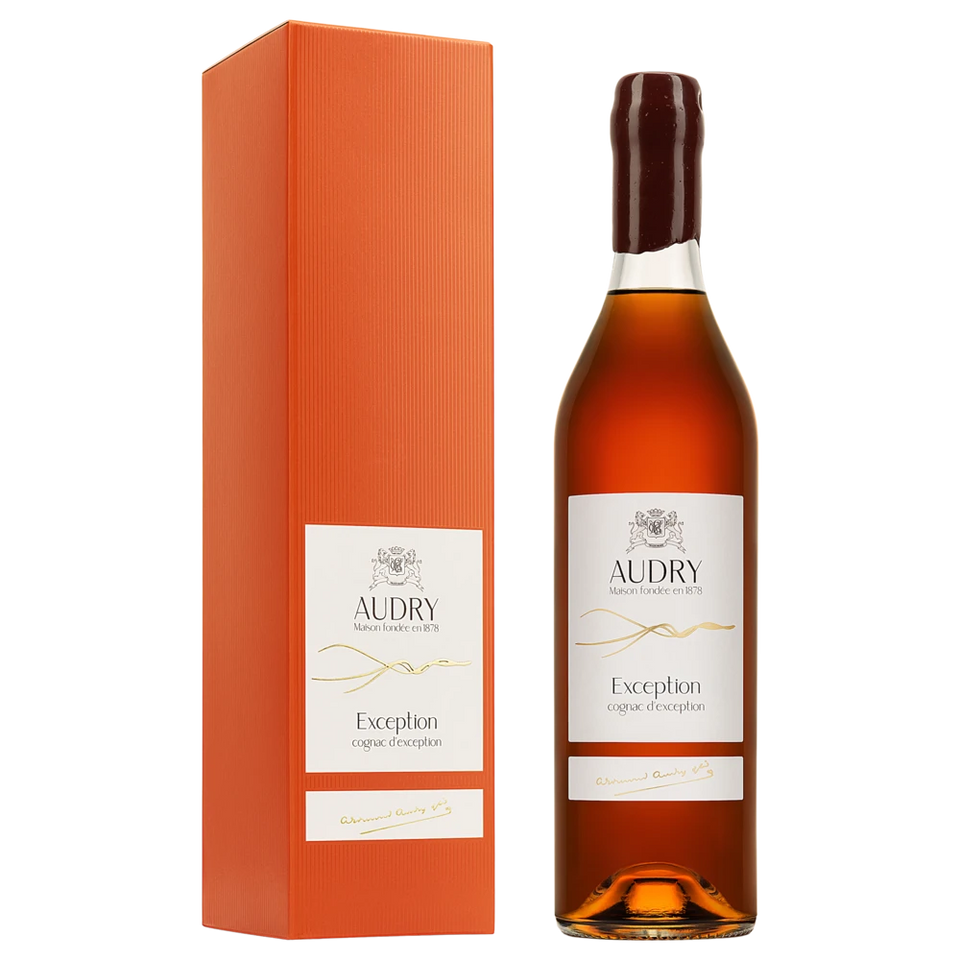 A bottle of Maison Audry Cognac Fine Champagne EXCEPTION 40y to 60y 43% 700ml