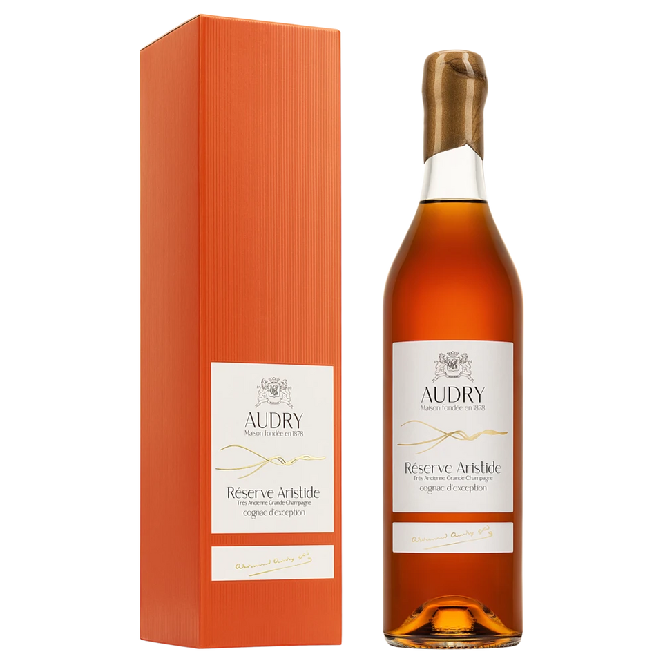 A bottle of Maison Audry Cognac Grande Champagne RESERVE ARISTIDE 50y+ 50% 700ml