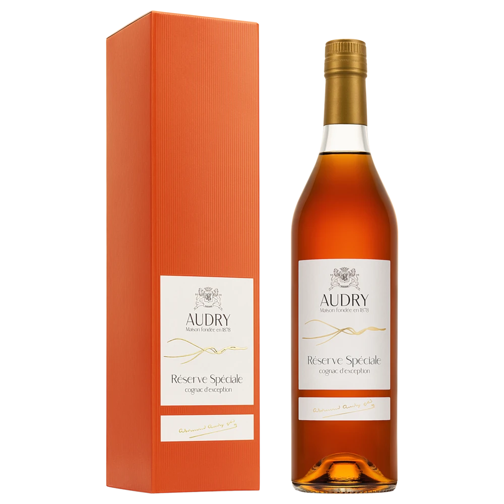 A bottle of Maison Audry Cognac Fine Champagne RESERVE SPECIALE 25y to 35y 40% 700ml