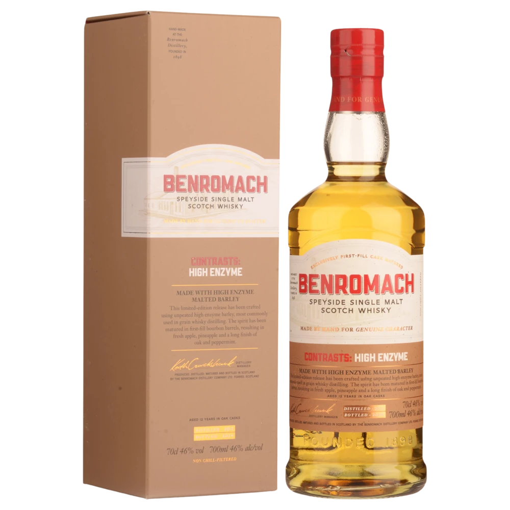 A bottle of Benromach Contrasts: High Enzyme Malt 46% 700ml