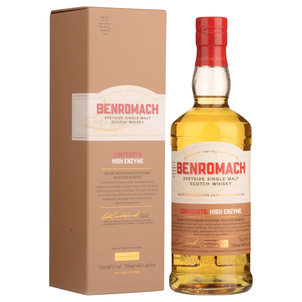 A bottle of Benromach Contrasts: High Enzyme Malt 46% 700ml