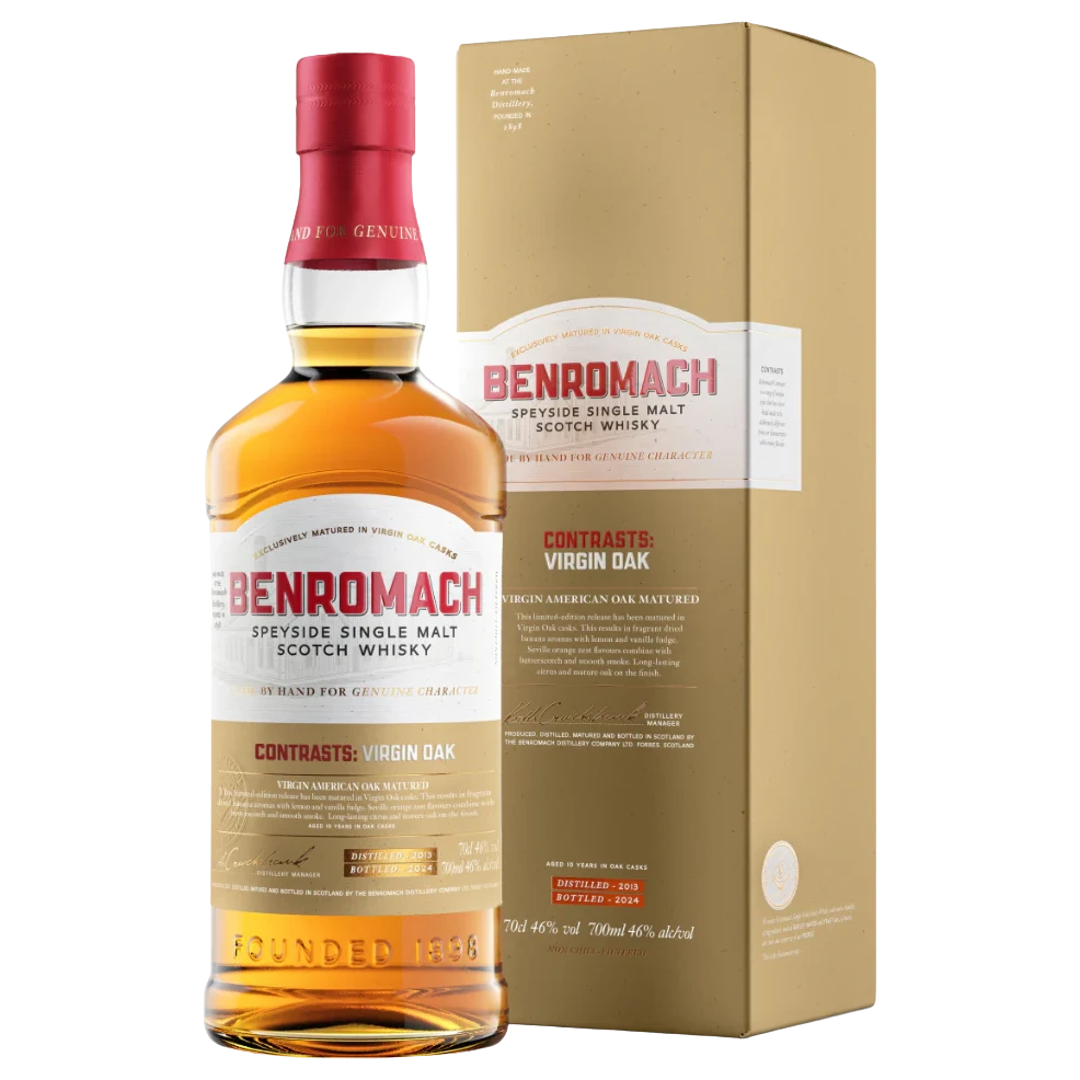 A bottle of Benromach Contrasts: Virgin Oak 46% 700ml