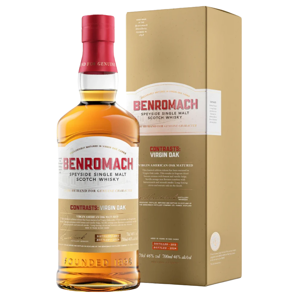 A bottle of Benromach Contrasts: Virgin Oak 46% 700ml