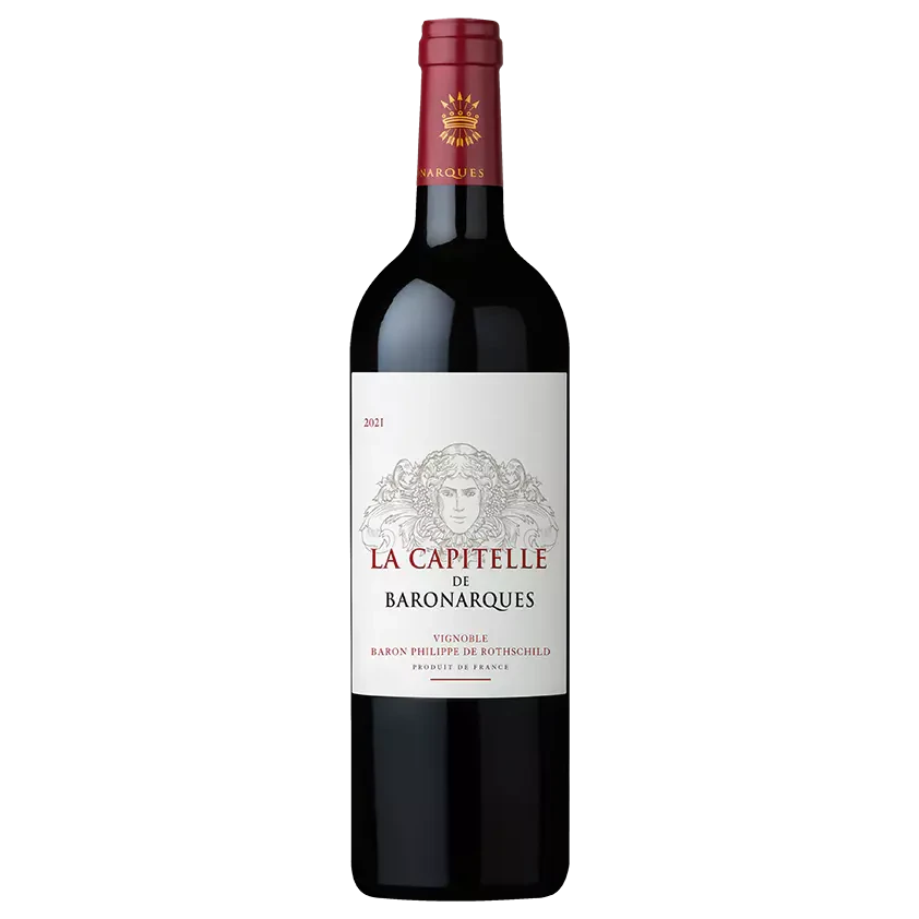 A bottle of LA CAPITELLE DE BARONARQUES 2021 750ml Red Wine
