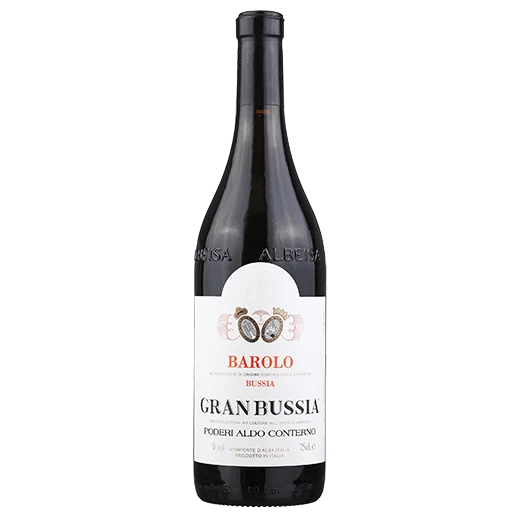 A bottle of 2015 Poderi Aldo Conterno 'Granbussia Riserva' Barolo DOCG 750ml Red Wine
