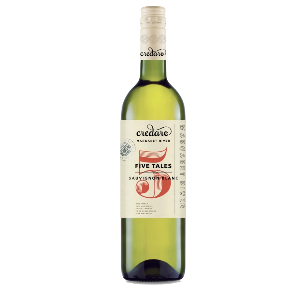 A bottle of 2024 Credaro Five Tales Sauvignon Blanc NEW LABEL 750ml White Wine
