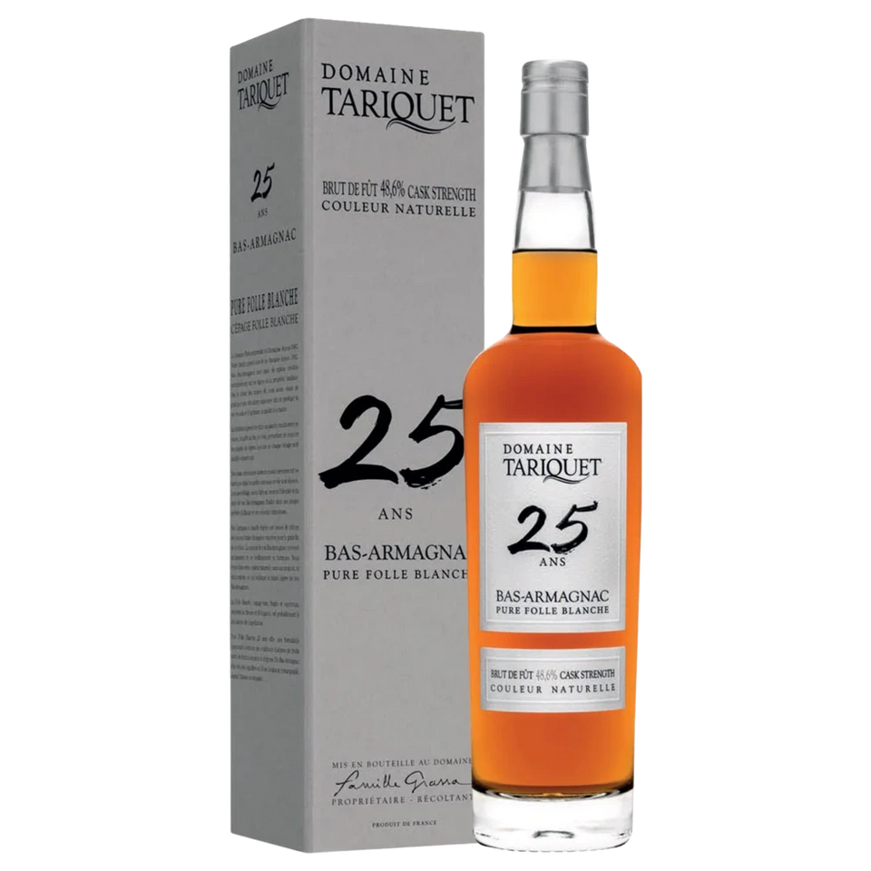 A bottle of Domaine Tariquet Bas Armagnac 25 Years Pure Folle Blanche 48.6% 700ml