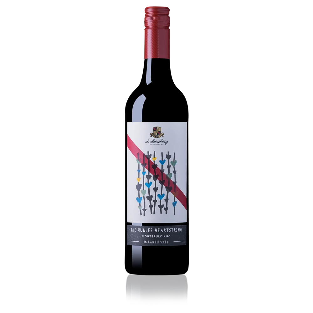 A bottle of 2022 d'Arenberg The Hunjee Heartstrings Montepulciano 750ml Red Wine