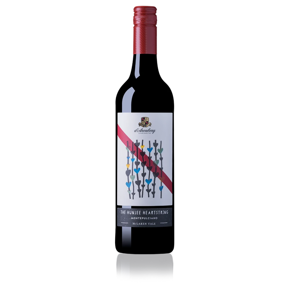A bottle of 2022 d'Arenberg The Hunjee Heartstrings Montepulciano 750ml Red Wine
