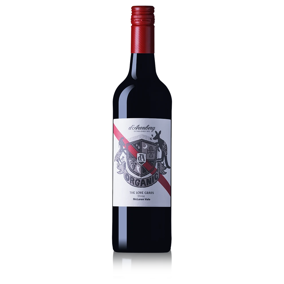 A bottle of 2021 d’Arenberg The Love Grass Shiraz 750ml Red Wine