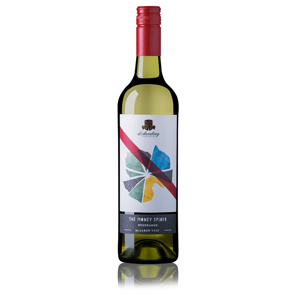 A bottle of 2023 d’Arenberg The Money Spider Rousanne 750ml White Wine