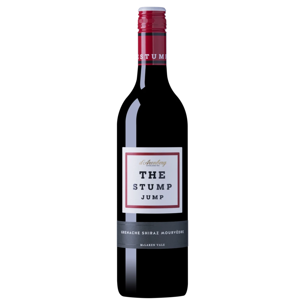 A bottle of 2021 d’Arenberg The Stump Jump Grenache Shiraz Mourvèdre 750ml Red Wine