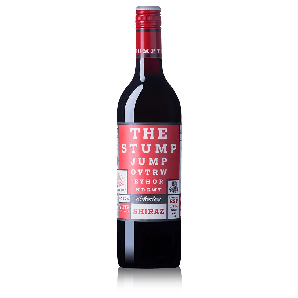A bottle of 2021 d’Arenberg The Stump Jump Shiraz 750ml Red Wine
