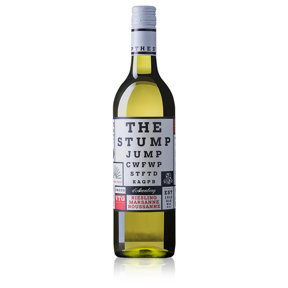 A bottle of 2021 d’Arenberg Stump Jump White Blend 750ml White Wine