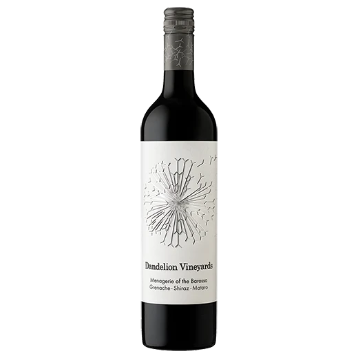 A bottle of 2023 Dandelion Vineyards Menagerie of the Barossa Grenache Shiraz Mataro 750ml Red Wine