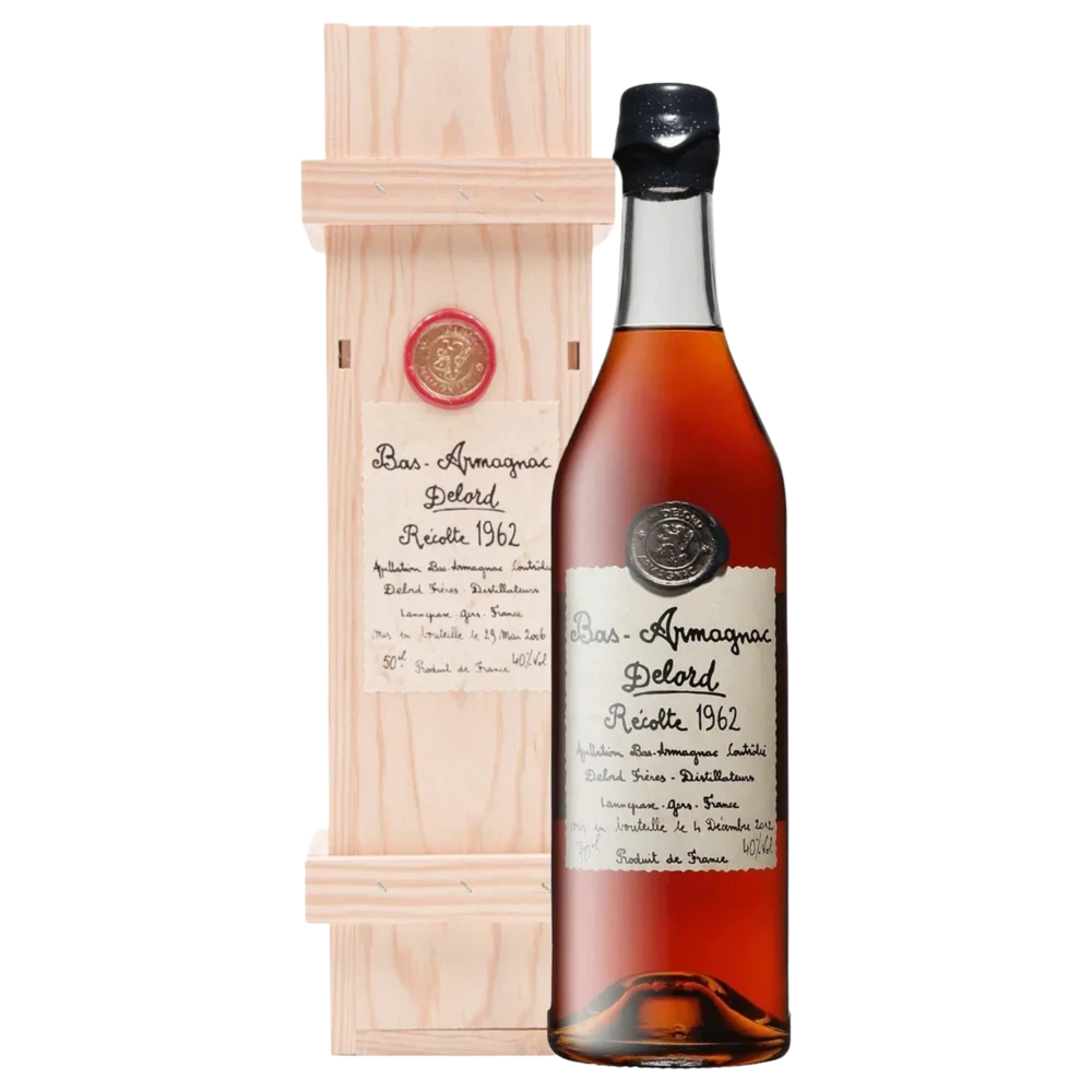 A bottle of 1962 Delord Armagnac 40% 700ml