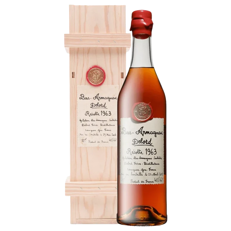 A bottle of 1963 Delord Bas Armagnac 40% 700ml