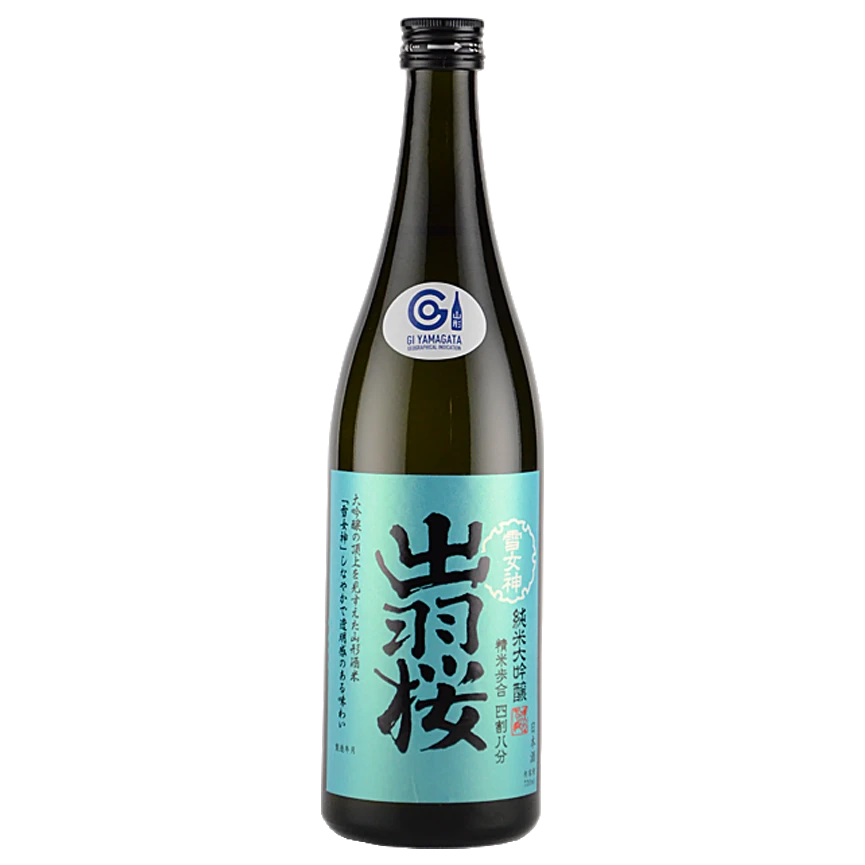 A bottle of NV Dewazakura Junmai DaiginjoYukimegami 48  720ml