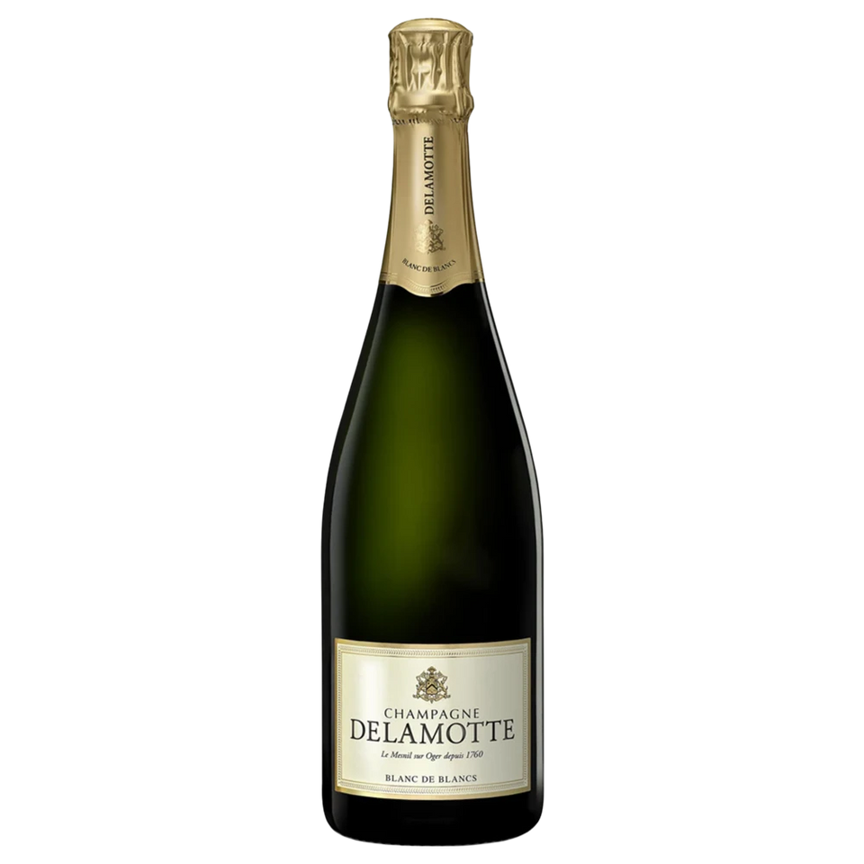 A bottle of NV Champagne Delamotte Blanc de Blancs 750ml Sparkling Wine