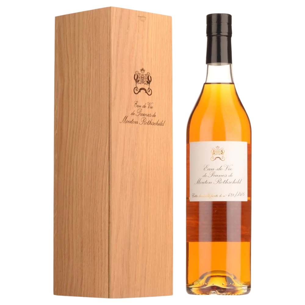 A bottle of NV Eau De Vie De Prunes De Mouton Rothschild Release 2022 700ml