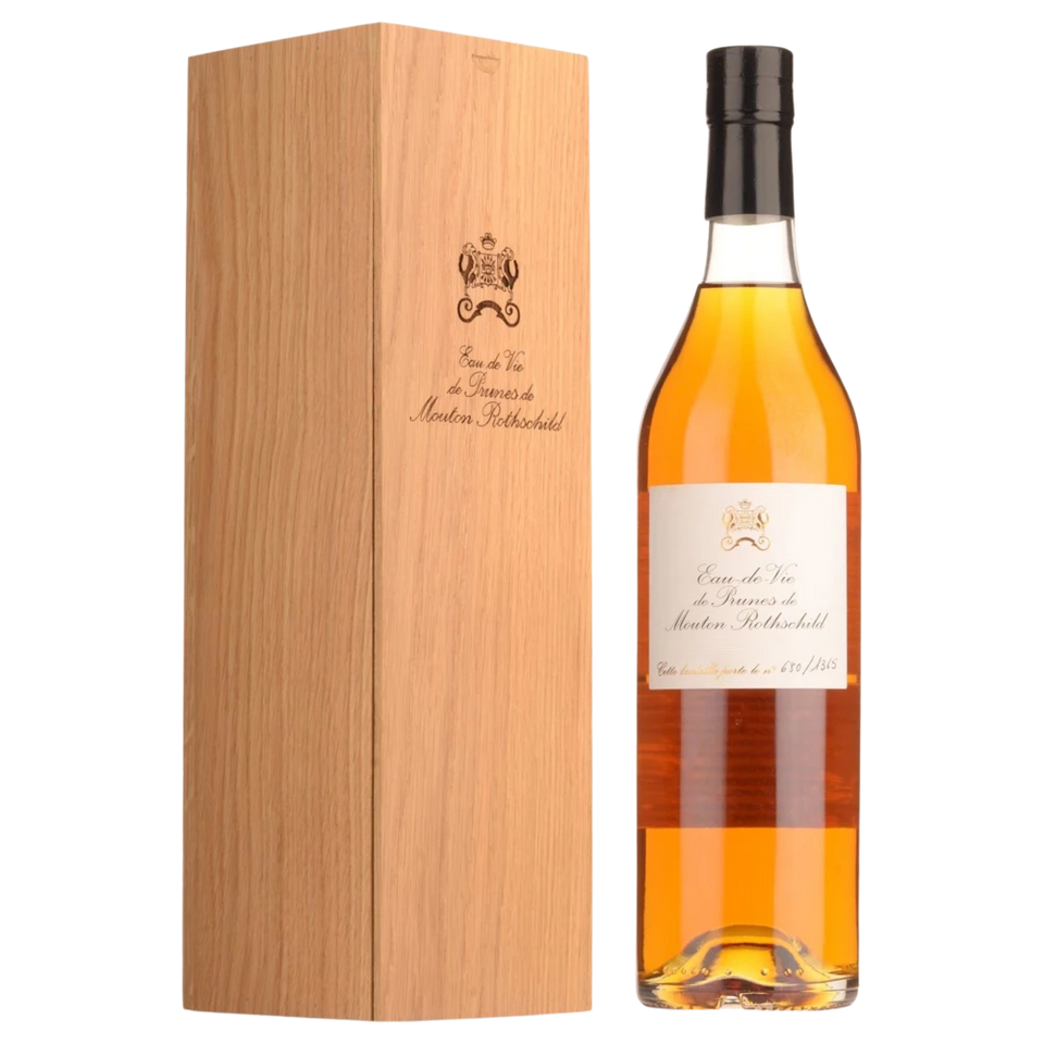 A bottle of NV Eau De Vie De Prunes De Mouton Rothschild Release 2022 700ml