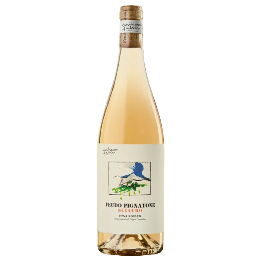 A bottle of 2021 Etna Rosato Sciauro Feudo Pignatone doc 750ml Red Wine