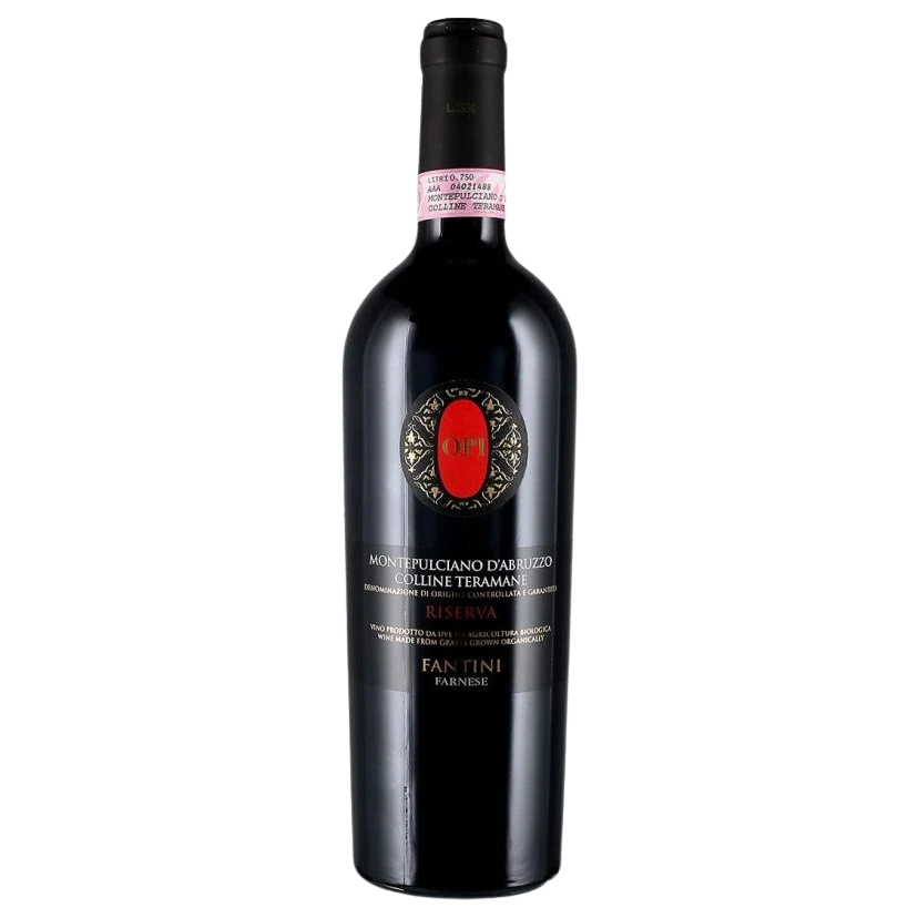 A bottle of Fantini Opi Montepulciano D'Abruzzo Reserva Organic 2014 750ml Red Wine