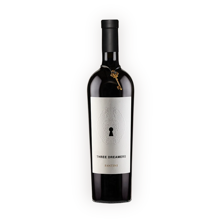 A bottle of Fantini Three Dreamers Rosso Vino Ottenuto 2020 750ml Red Wine