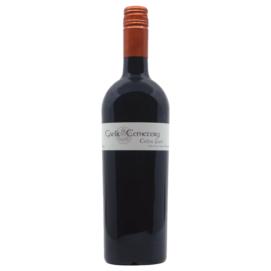 A bottle of 2021 Gaelic Cemetery Celtic Farm Shiraz Cabernet Sauvignon 750ml Red Wine