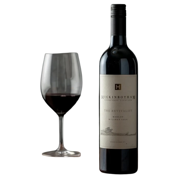 A bottle of 2022 Hickinbotham The Revivalist Merlot 6 Pk 750ml Red Wine