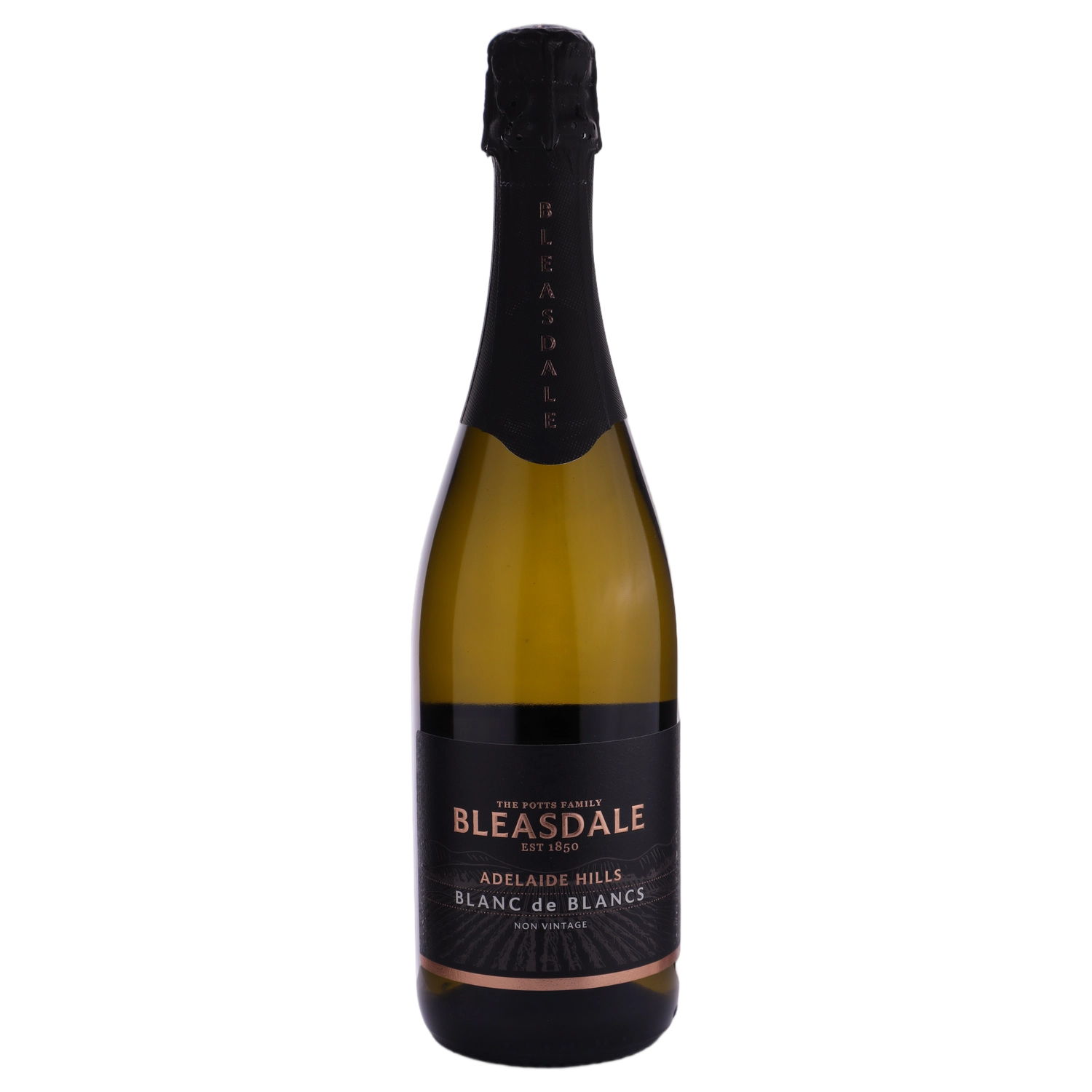 A bottle of NV Bleasdale Blanc de Blanc 750ml Sparkling Wine