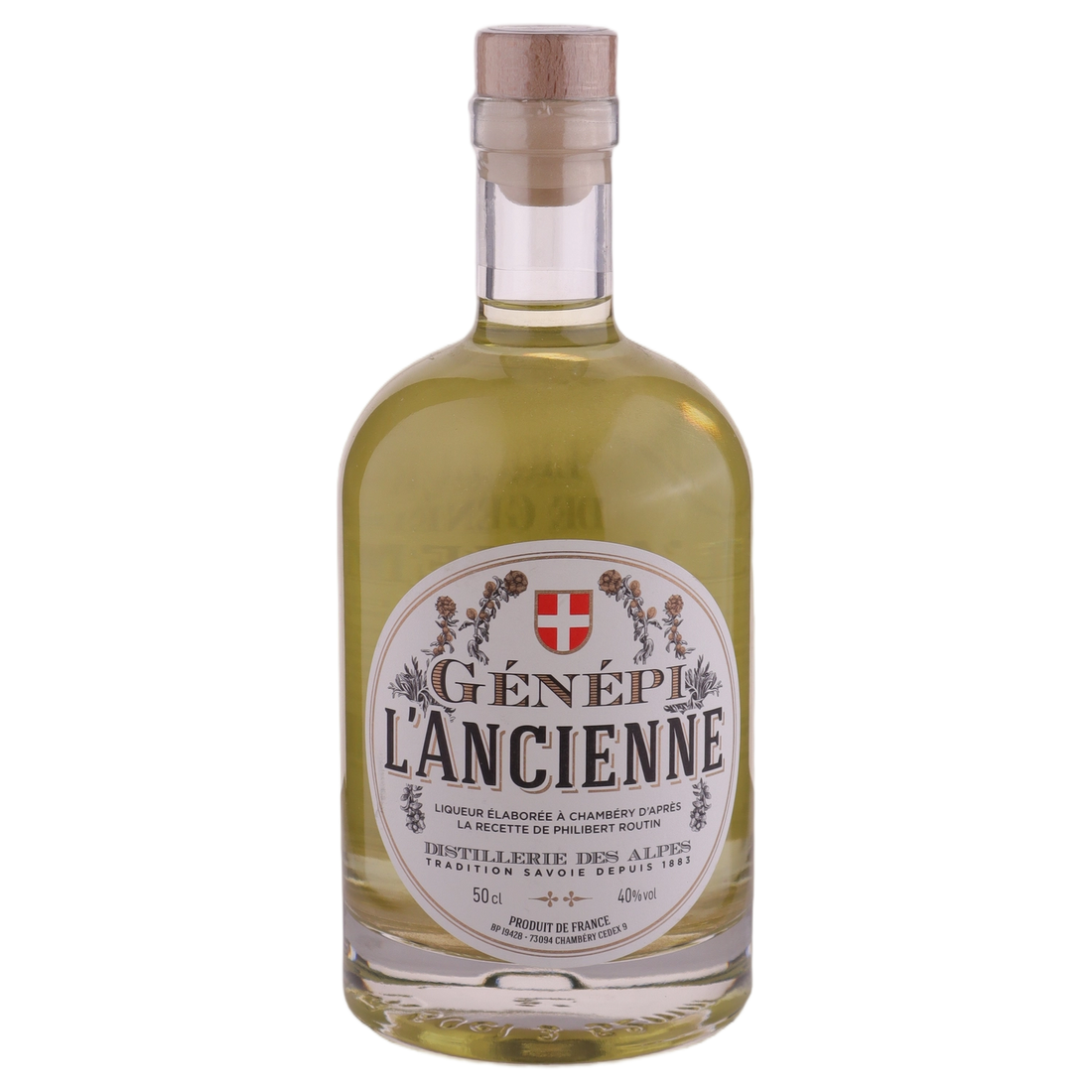 A bottle of Distillerie des Alpes Génépi de Savoie "L'Ancienne" 40% 500ml