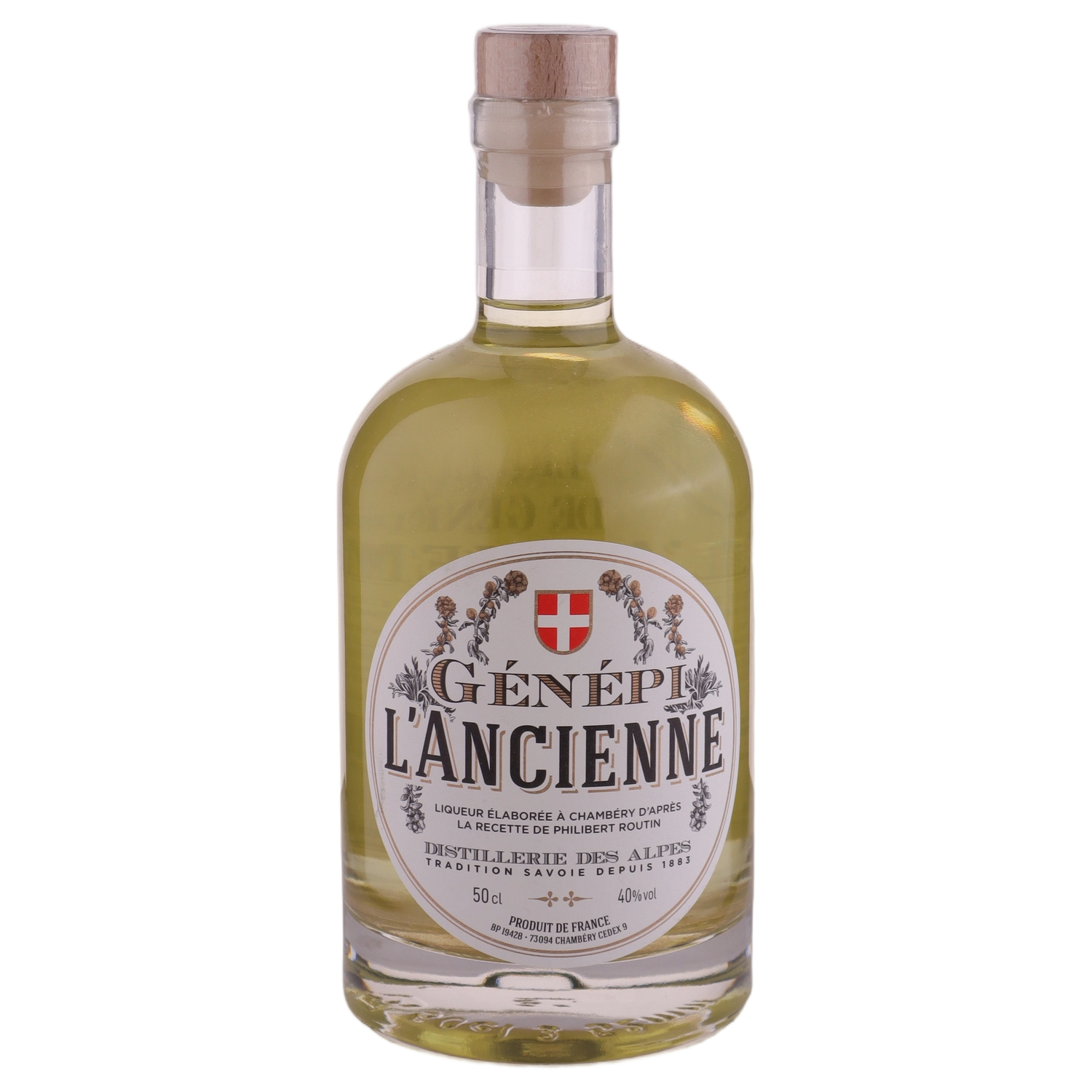A bottle of Distillerie des Alpes Génépi de Savoie "L'Ancienne" 40% 500ml