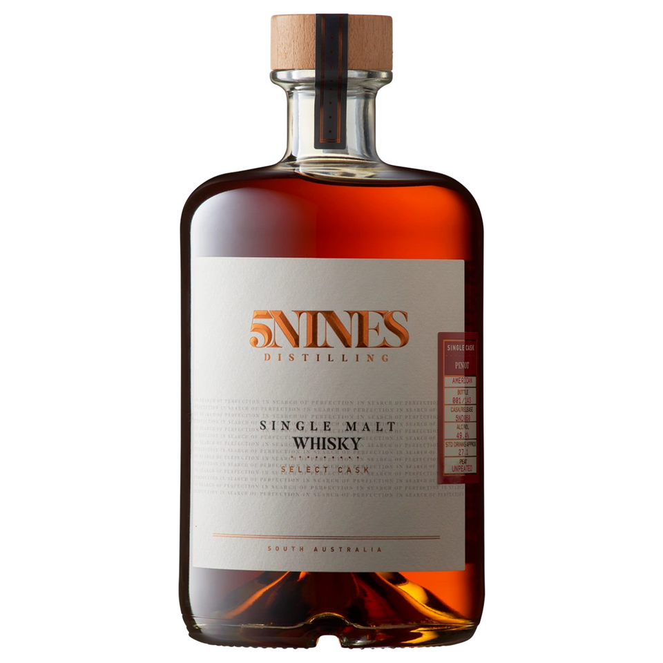 A bottle of 5Nines Distilling Single Malt Whisky Single Cask PX Sherry Cask 5ND090 46.7% 700ml