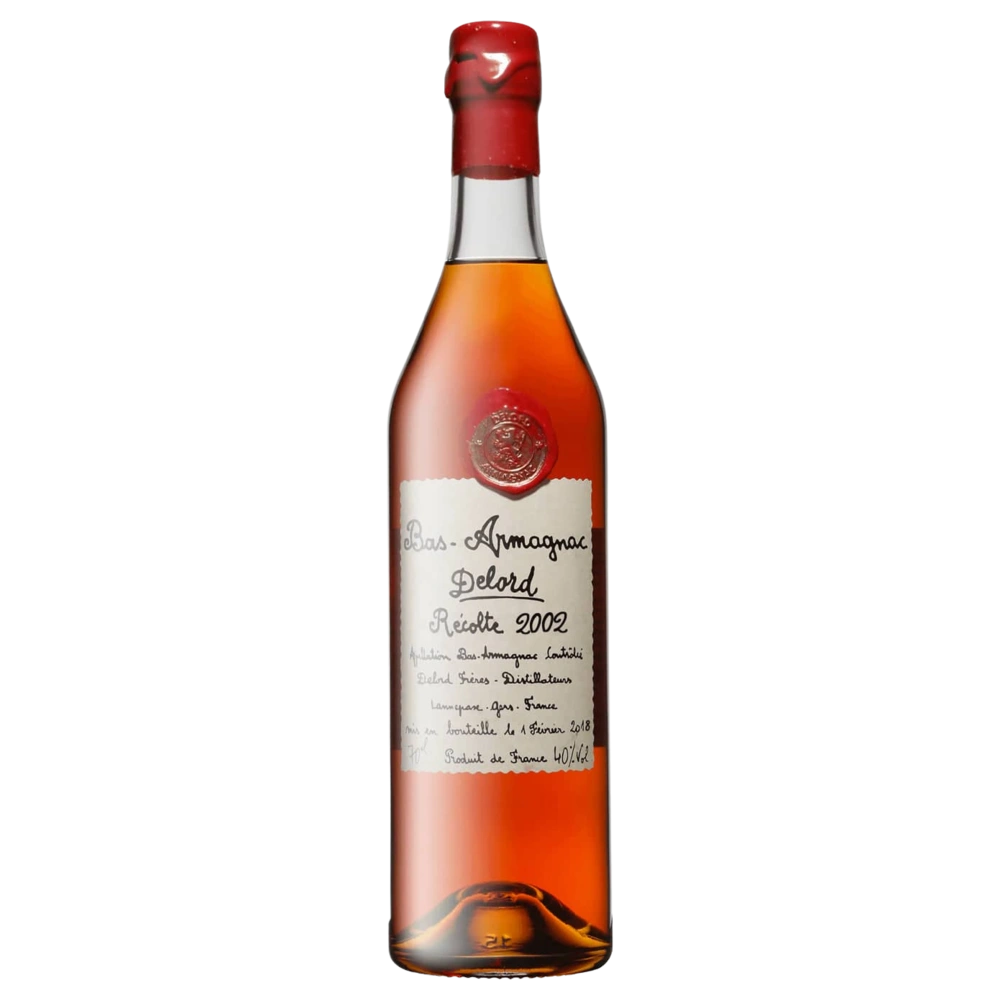A bottle of Delord Bas Armagnac 40% 2002 700ml