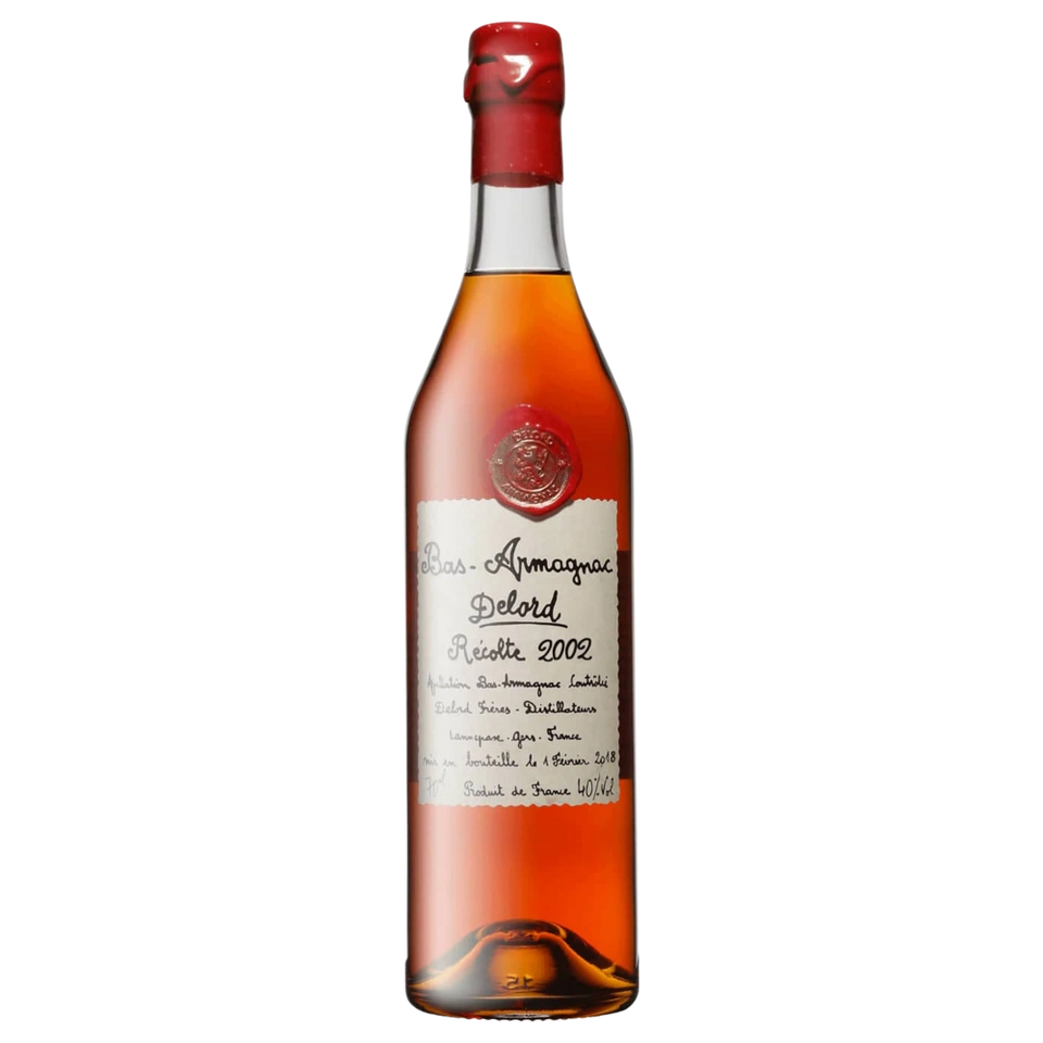 A bottle of Delord Bas Armagnac 40% 2002 700ml