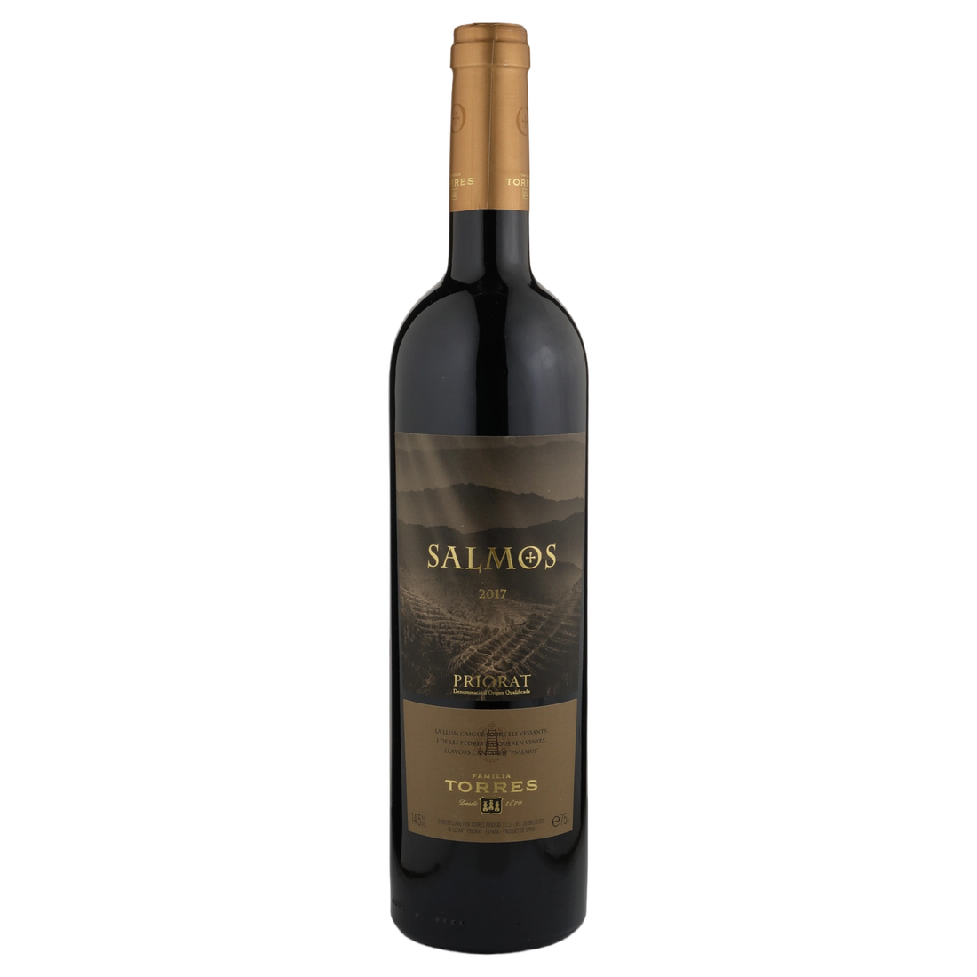 A bottle of 2017 Torres Salmos 750ml Red Wine