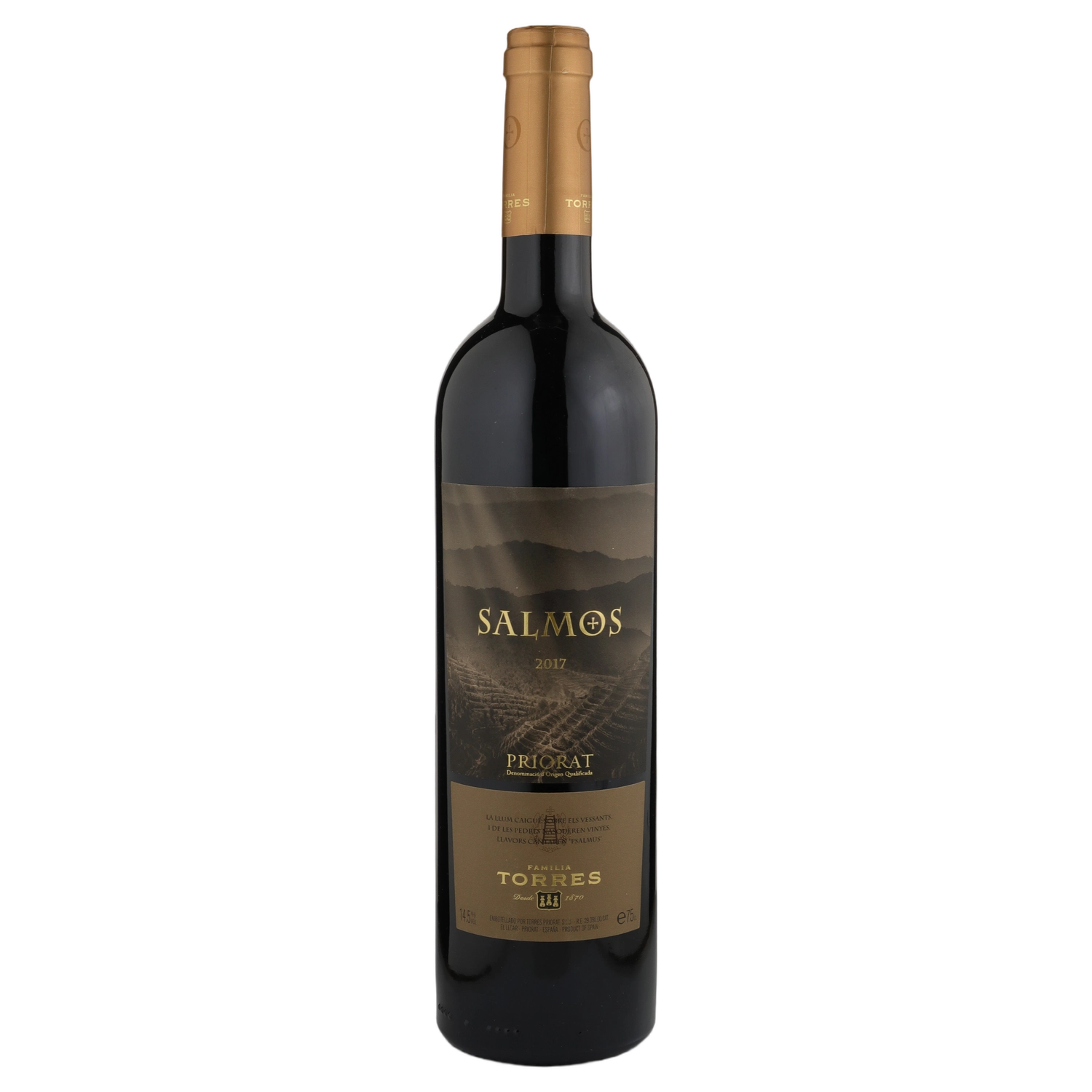 A bottle of 2017 Torres Salmos 750ml Red Wine