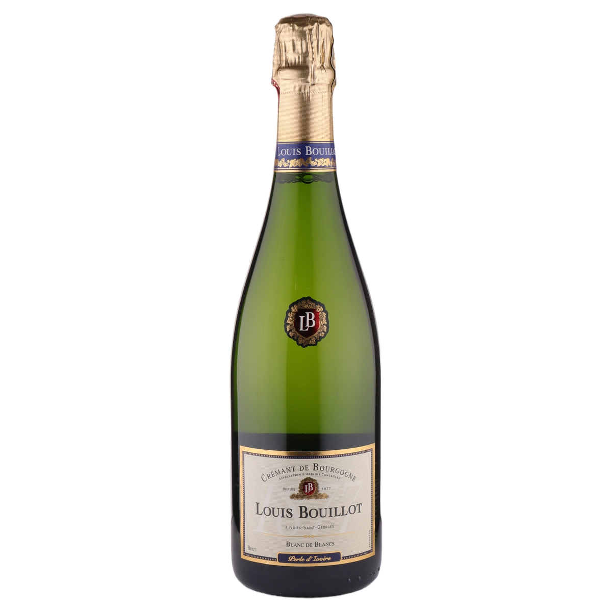 A bottle of NV Louis Bouillot Perle d'Ivoire Blanc de Blancs 750ml Sparkling Wine