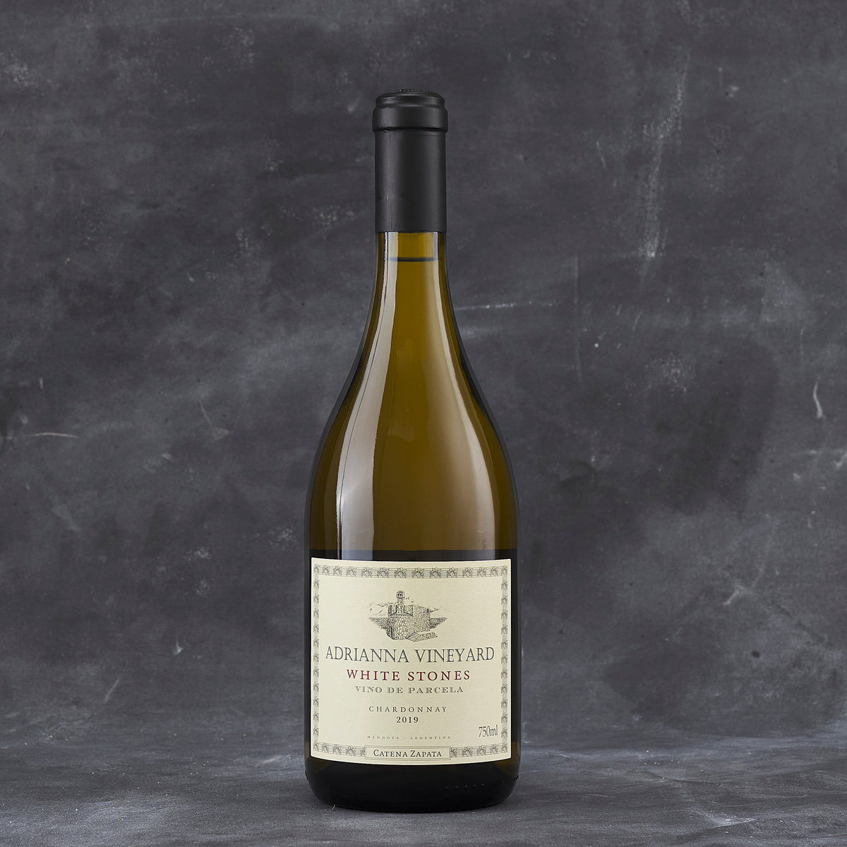 A bottle of Catena Zapata Adrianna Vineyard White Stones Chardonnay 2019 750ml White Wine