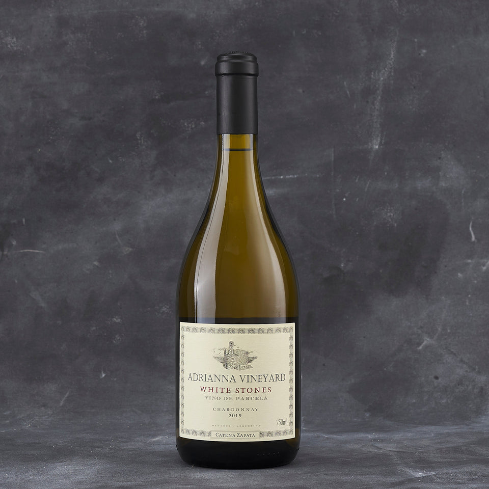 A bottle of Catena Zapata Adrianna Vineyard White Stones Chardonnay 2019 750ml White Wine