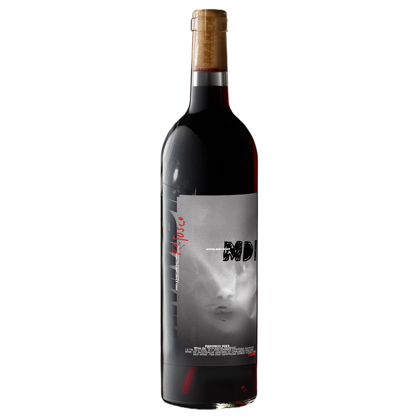 A bottle of 2022 MDI Refosco 750ml Red Wine
