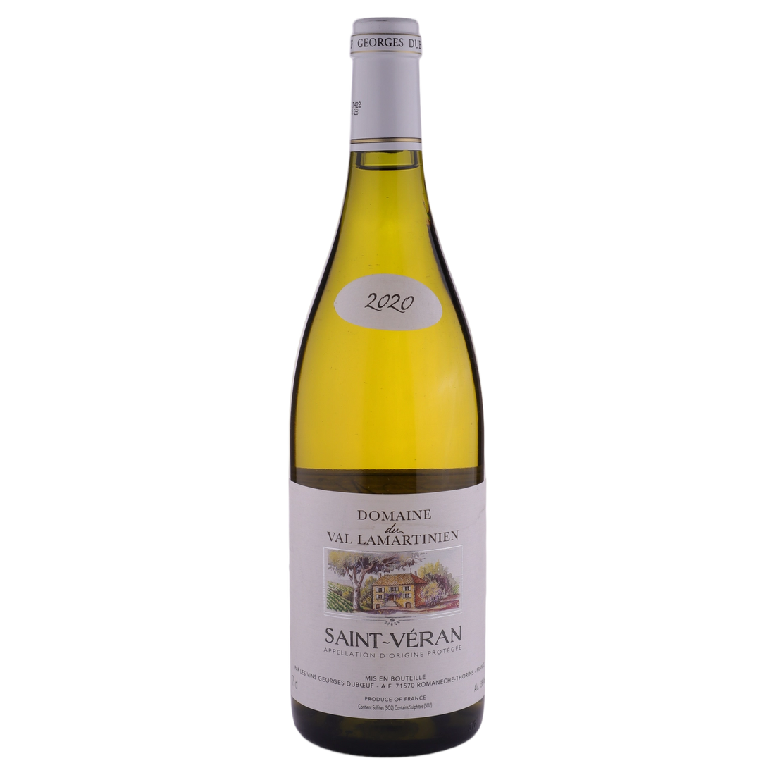 A bottle of 2020 Domaine Du Val Lamartinien Saint Veran 750ml White Wine
