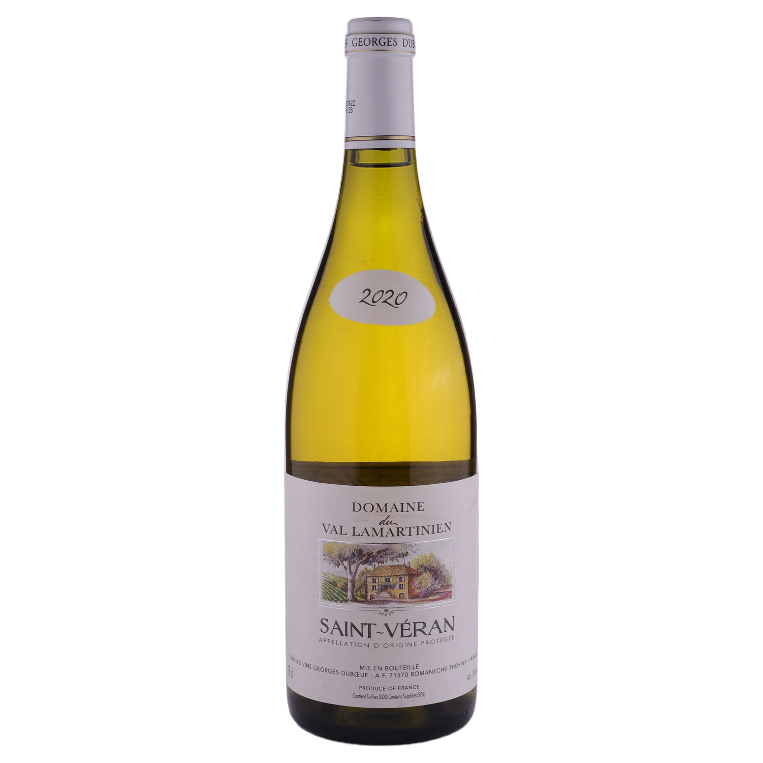 A bottle of 2020 Domaine Du Val Lamartinien Saint Veran 750ml White Wine