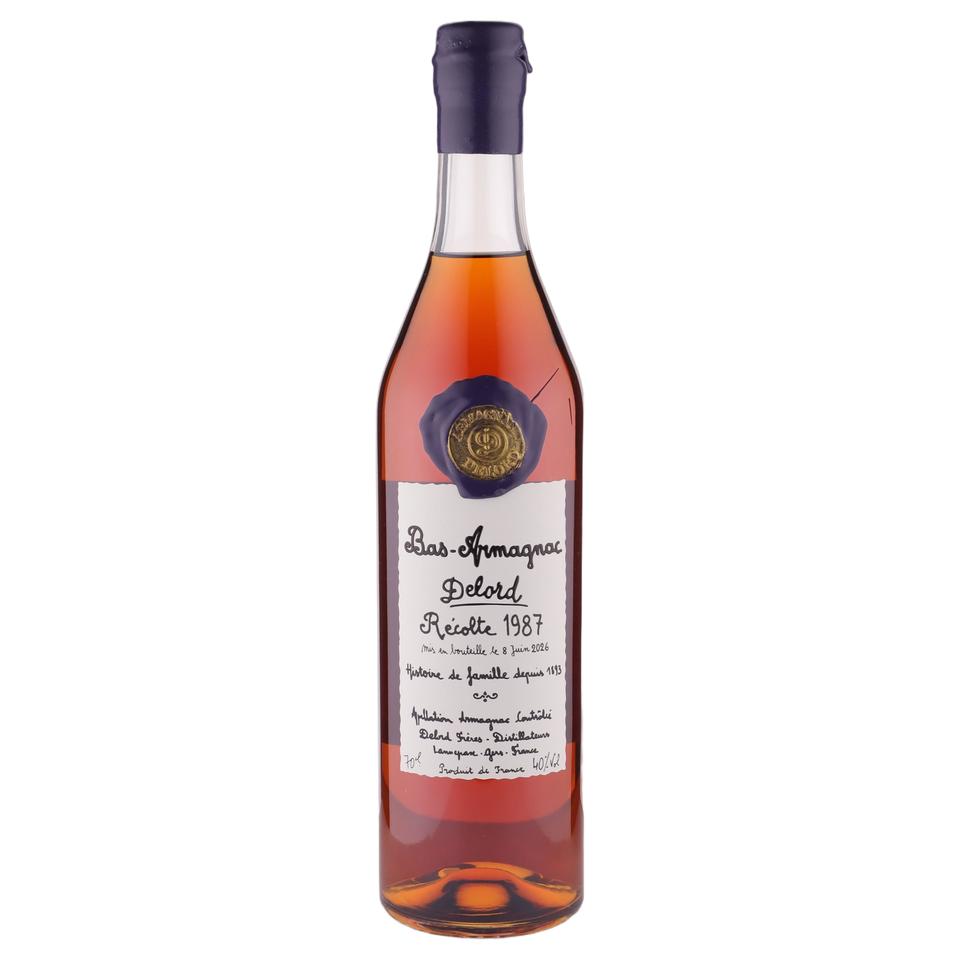A bottle of 1987 Delord Armagnac 40% 700ml