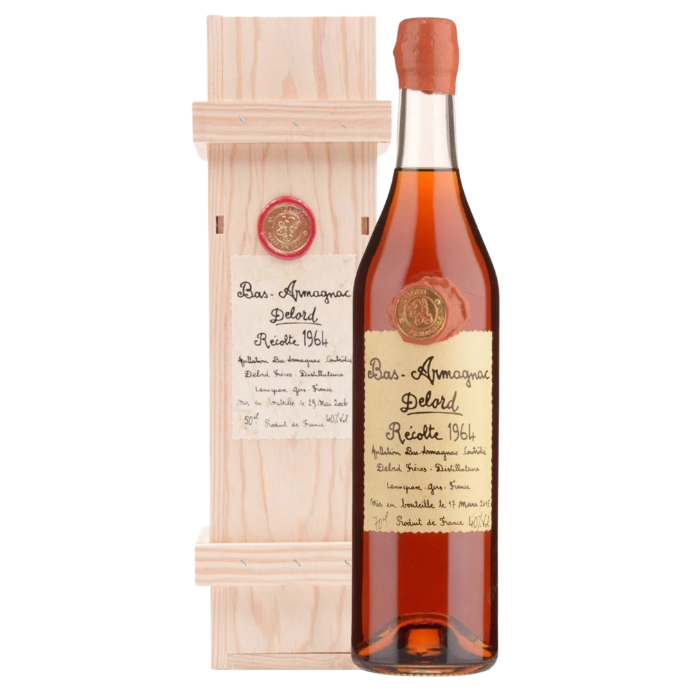 A bottle of 1964 Delord Bas Armagnac 40% 700ml