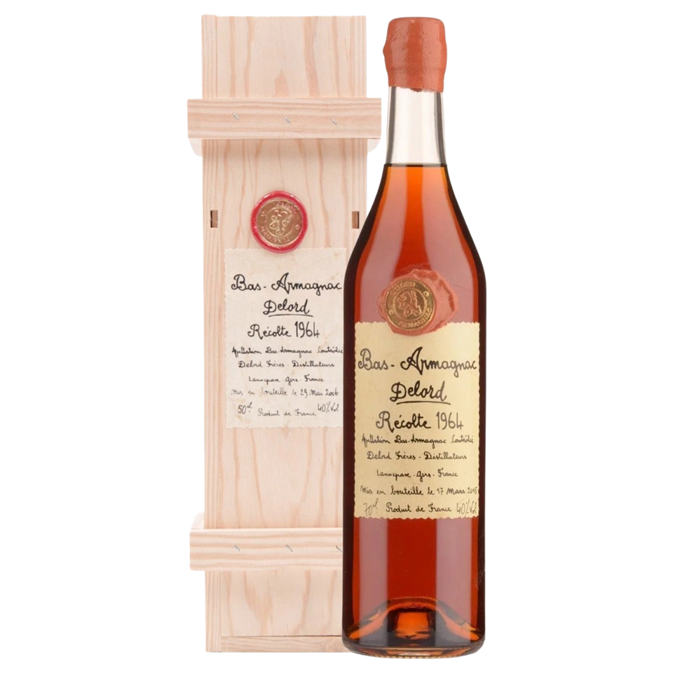 A bottle of 1964 Delord Bas Armagnac 40% 700ml