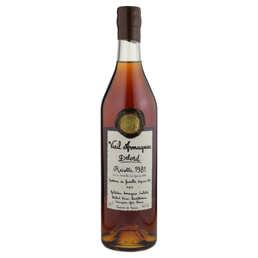 A bottle of 1981 Delord Bas Armagnac 40% 700ml