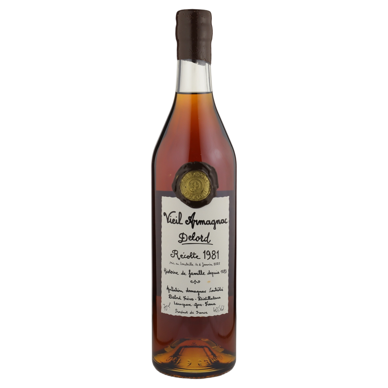 A bottle of 1981 Delord Bas Armagnac 40% 700ml