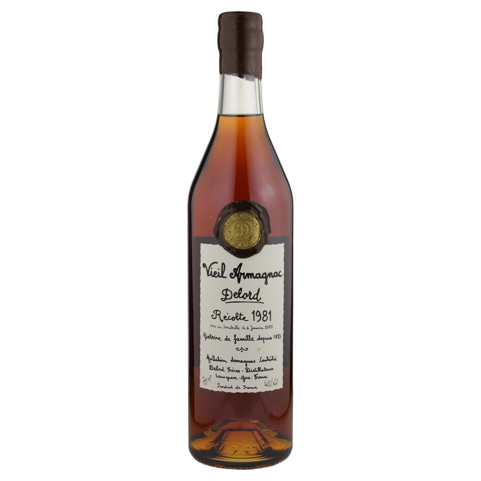 A bottle of 1981 Delord Bas Armagnac 40% 700ml
